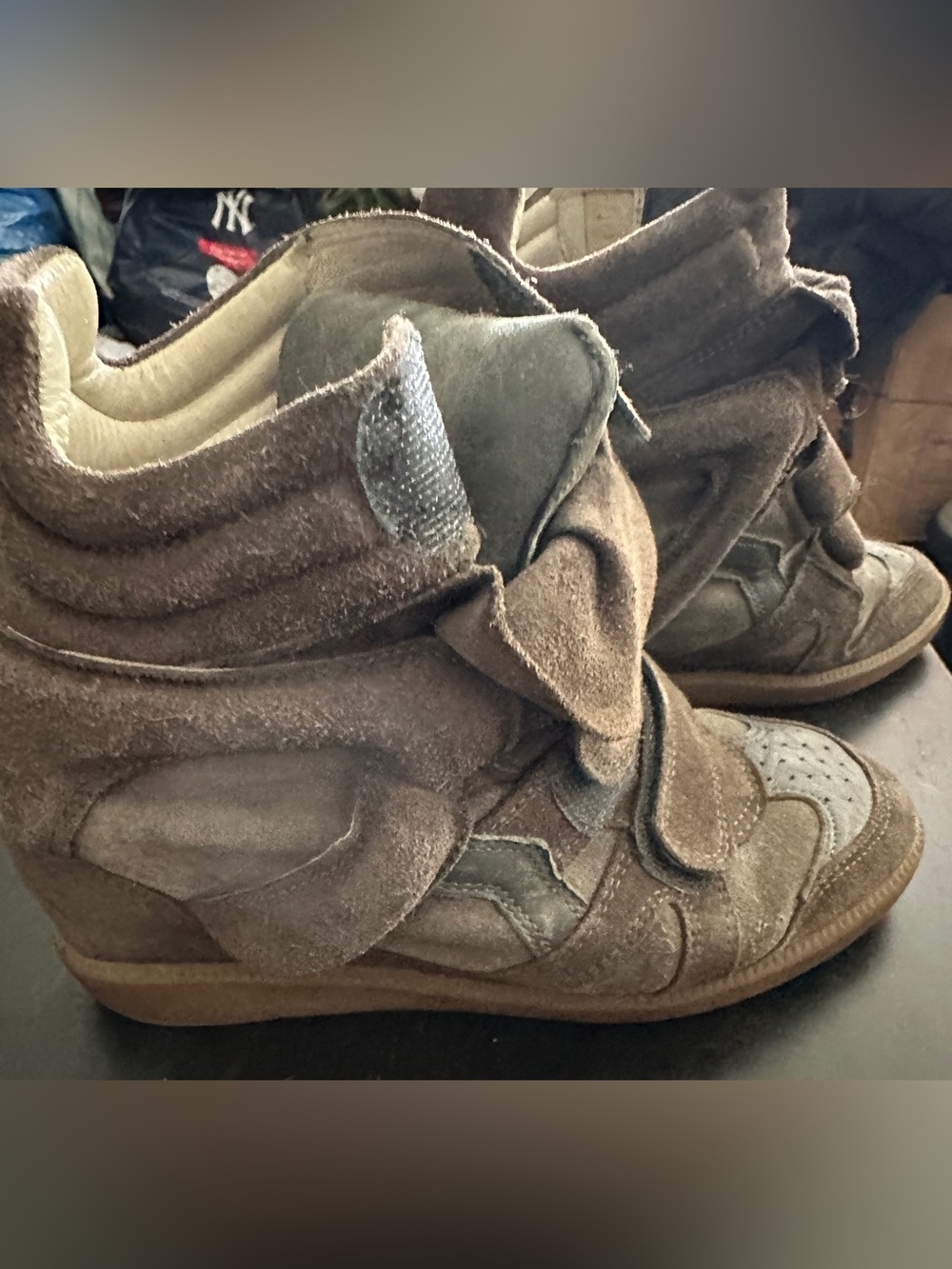 Women’s Taupe Isabel Marant Bekett Wedge Sneakers Size EU 36